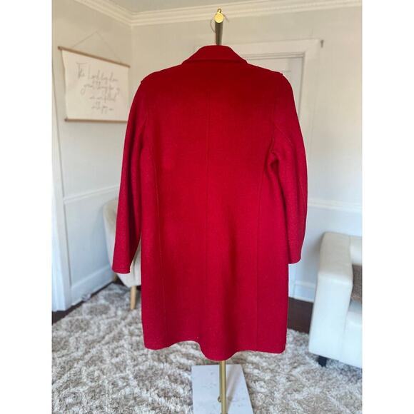 J.Crew Daphne Italian Boiled Wool Coat Red Double Breasted Longline Minimalist - Picture 4 of 12